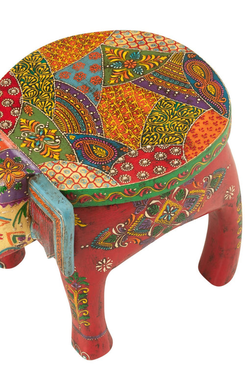 J-Line kruk Olifant Delhi - hout - mix