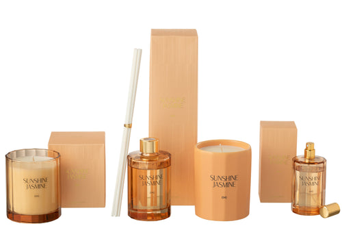 J-Line geurolie + stokjes Sunshine Jasmine - glas - oranje