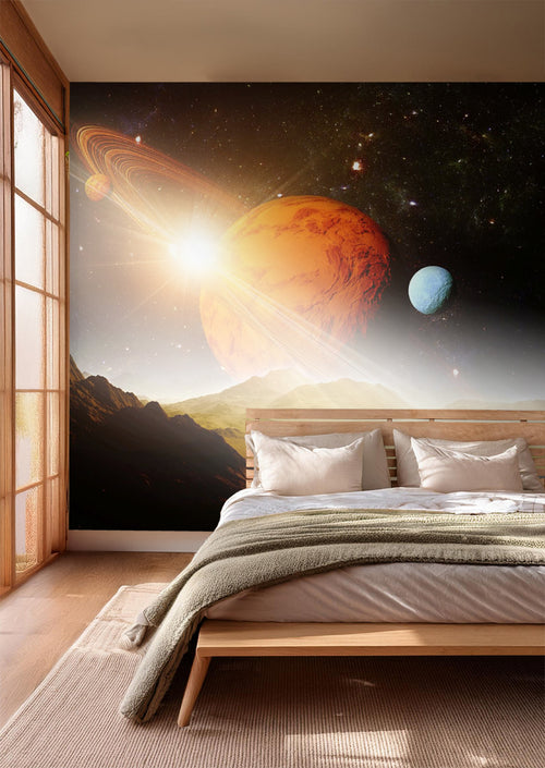 Sanders & Sanders fotobehang planeten in de ruimte oranje en bruin - 375 x 270 cm - 600998