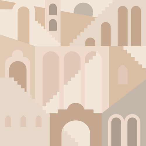 ESTAhome behang mediterrane huisjes beige - 50 x 900 cm - 139626 - vtwonen shop