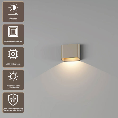 Artdelight Wandlamp Diaz 1L - Champagne