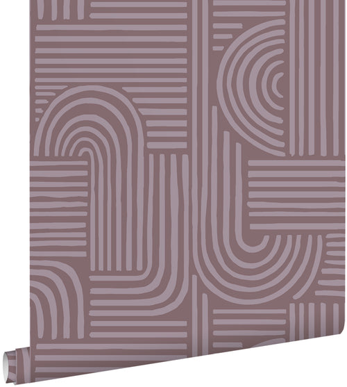 ESTAhome behang grafisch 3D motief mauve paars - 50 x 900 cm - 131487