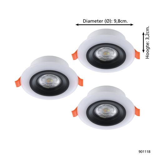 EGLO inbouwspot Calonge Rgb - led - ø 9,8 cm - zwart/wit