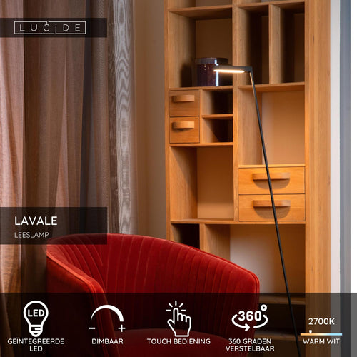 Lucide leeslamp LAVALE - Geïntegreerde LED - Zwart