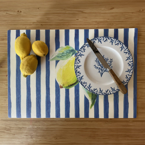 Catchii Placemat with stripes blue lemon
