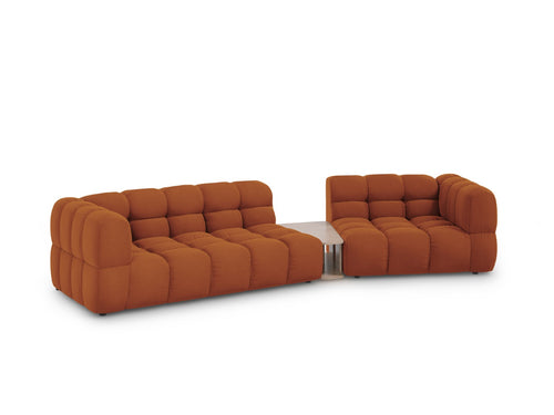 Cosmopolitan Design Rechte modulaire bank Sky 3-zits, flueel, terracotta - 148x353x70cm