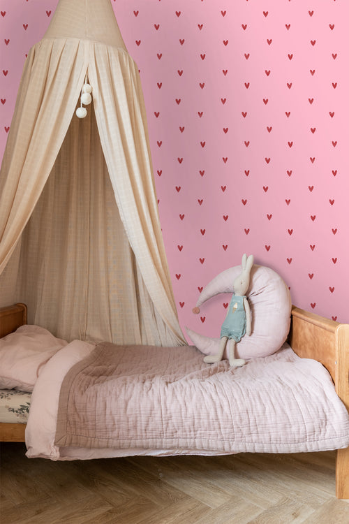 ESTAhome behang hartjes roze en rood - 50 x 900 cm - 131631 - vtwonen shop