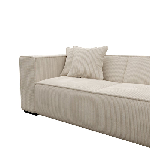 Sia Home - Grote hoekbank Kaya - Corduroy stof - Crème - 300cm - vtwonen shop