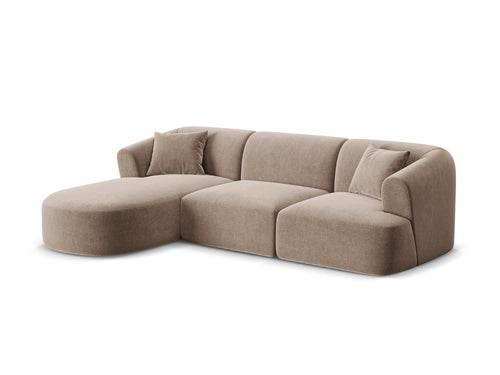 Cosmopolitan Design Modulaire hoekbank links Campi 4-zits, flueel donkerbeige - 156x256x70cm