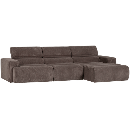 WOOOD chaise longue bank rechts Novi - Ribstof - Grijsbruin - vtwonen shop