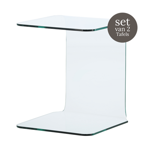 Nest living Cornelis Glazen Bijzettafels Transparant - 53 x 45 cm - vtwonen shop