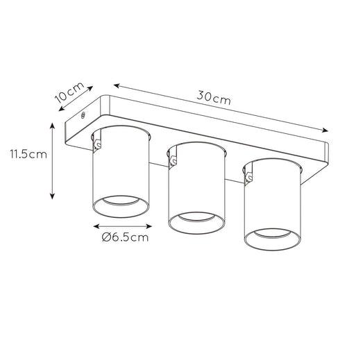 Artdelight spot Megano - 3 lichts - 30  x 11.5   cm - mat goud