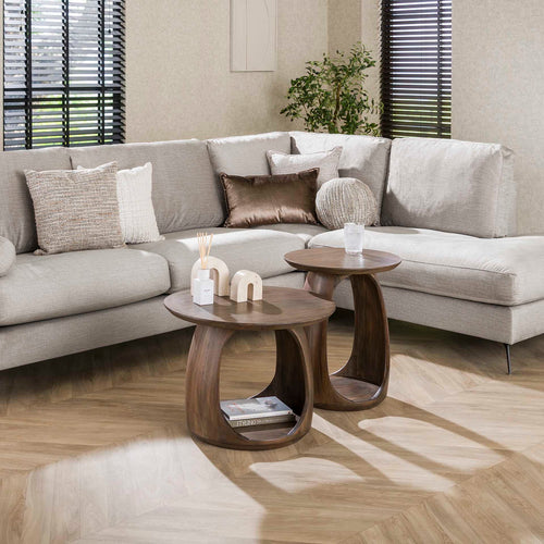 Giga Meubel Bijzettafel Flow - Bruin Acaciahout - 45x45x56cm - vtwonen shop