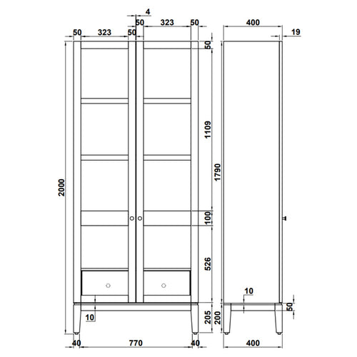 DÉJA Living Vitrinekast Navia - Bruin Eiken - 85x40x200cm