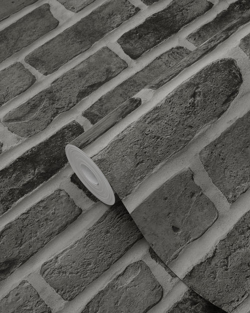 ESTAhome behang bakstenen zwart - 53 cm x 10.05 m - 139138 - vtwonen shop