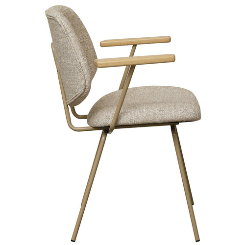 Furnhouse eetkamerstoelen armleuning Sofia - Beige - Stof (Bouclé) - Set van 4