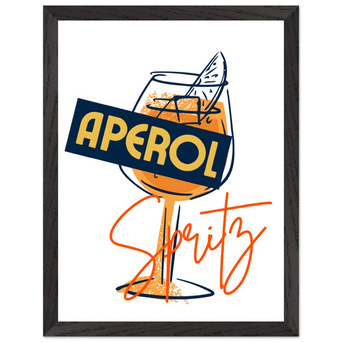 Artfulprints Poster met Lijst Aperol Spritz - Sketch   - 30x40 cm - Oranje