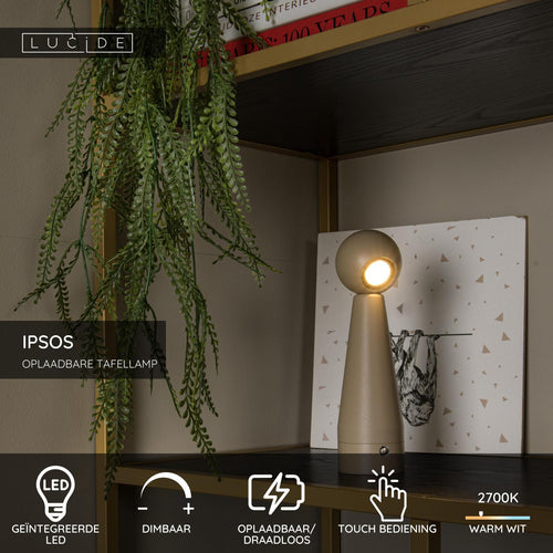 Lucide tafellamp IPSOS - Geïntegreerde LED - Taupe