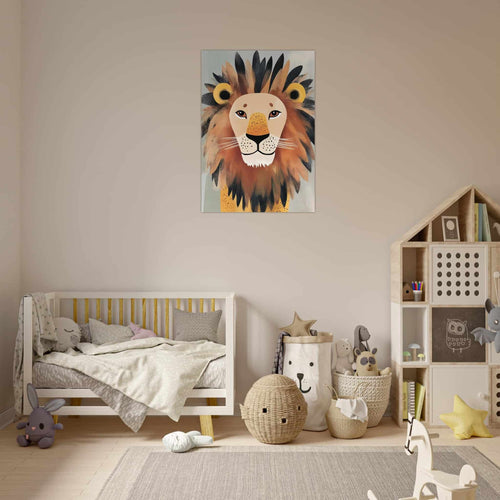 Artfulprints Poster Koning van de jungle   - 30x40 cm - Bruin