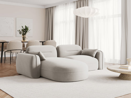 Cosmopolitan Design Modulaire hoekbank links Sydney 3-zits, flueel, lichtbeige - 165x230x70cm