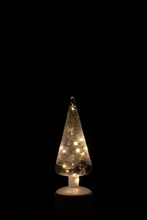 J-Line decoratie kerstboom Draaiend - glas - wit/transparant - small - LED lichtjes - vtwonen shop
