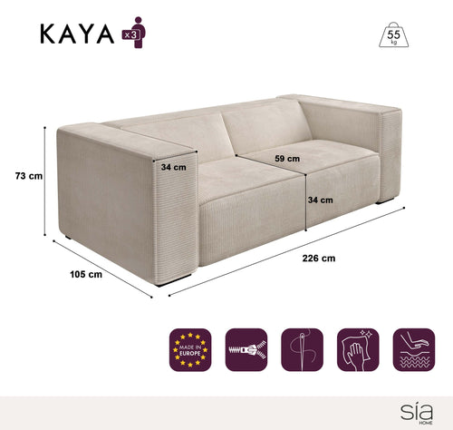 Sia Home - Rechte banken Kaya - Geweven stof - Beige - 226cm - vtwonen shop