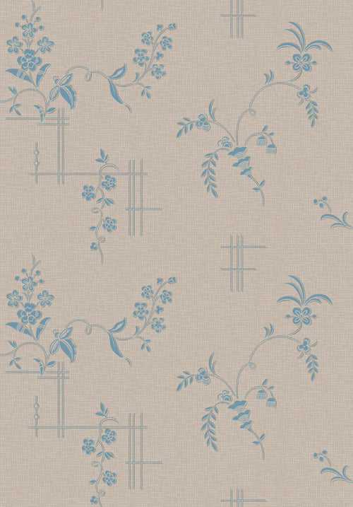 Borastapeter behang bloemetjes bruin en blauw - 53 cm x 10.05 m - 660088 - vtwonen shop