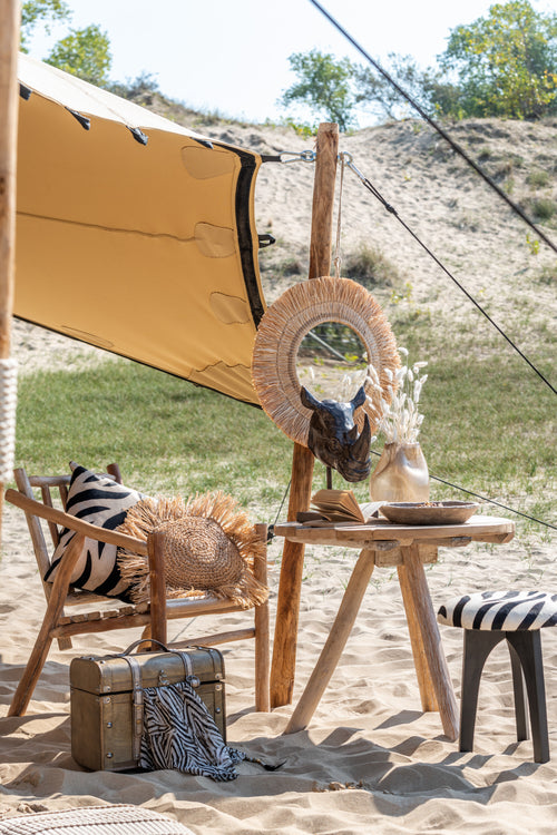 J-Line kussen Rond Raffia - jute - naturel - vtwonen shop