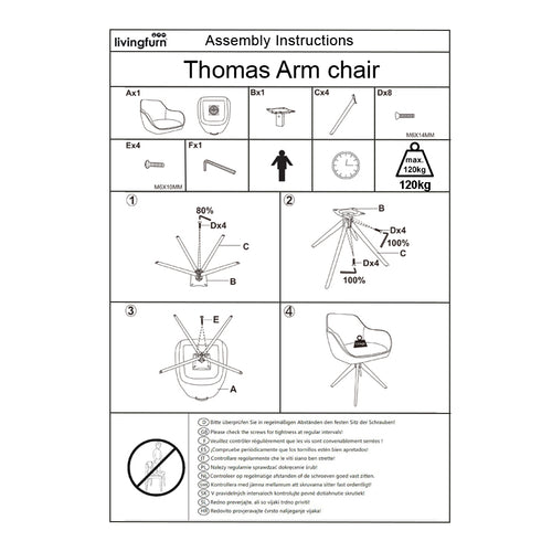 Livingfurn eetkamerstoel Thomas Brique - roze - stof - set van 2 - vtwonen shop