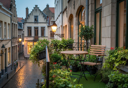 MaximaVida inklapbare ronde acacia bistroset Toscana 70 cm zwart- stoelen met armleuning - vtwonen shop