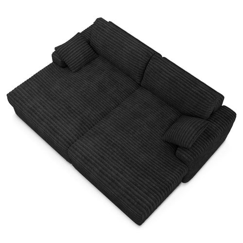 Premium Interiors - Sofa PLUM - xxl ribfluweel zwart 260cm