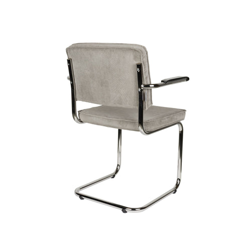 Zuiver Ridge Rib Eetkamerstoelen Armleuning Lichtgrijs - Set van 2