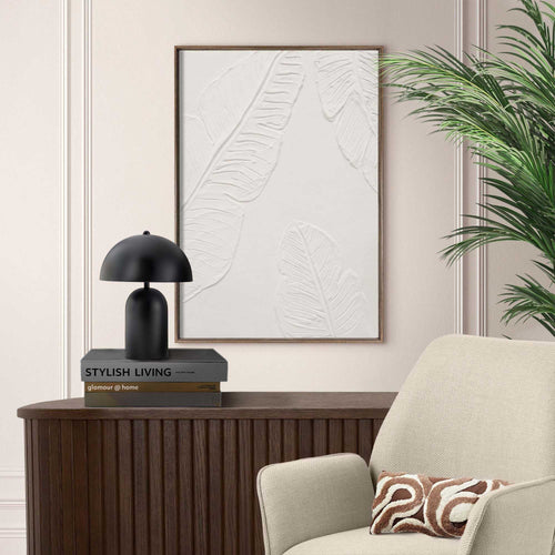 Reinders Tropical Leafs schilderij met reliëf – walnootkleur -  wit - woonkamer - 70x50cm