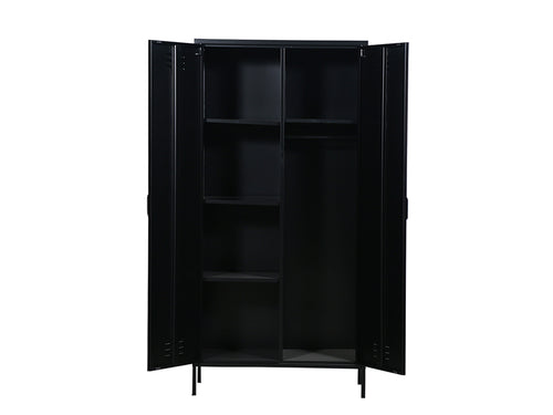 MaximaVida metalen kleding lockerkast Finn 90 x 50 x 185 cm zwart - 4 schappen - vtwonen shop