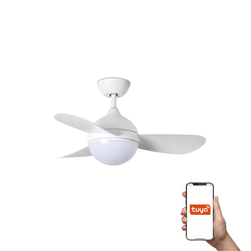 Faro Hvar Kleine plafondventilator met 3 bladen, matwit met licht, 3000 - 4500 - 6500K, Tuya Smart System