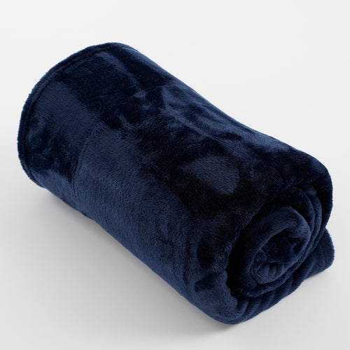 Mica Decorations Famke Fleece Plaid - L180 x B130 cm - Donkerblauw