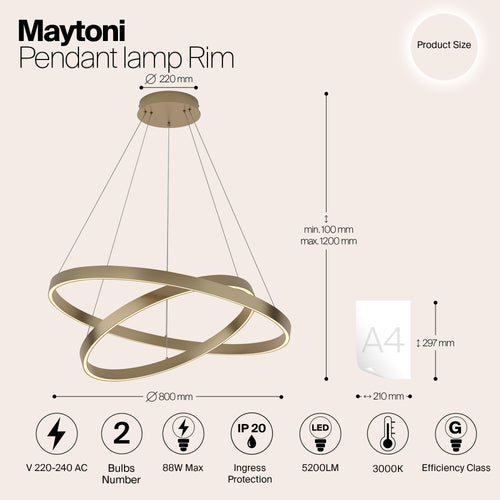 Maytoni - Hanglamp Rim - Messing - Ø80 - vtwonen shop
