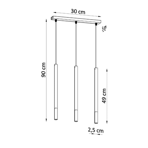 Sollux Lighting Hanglamp MOZAICA 3L zwart/koper - 30x5x90cm