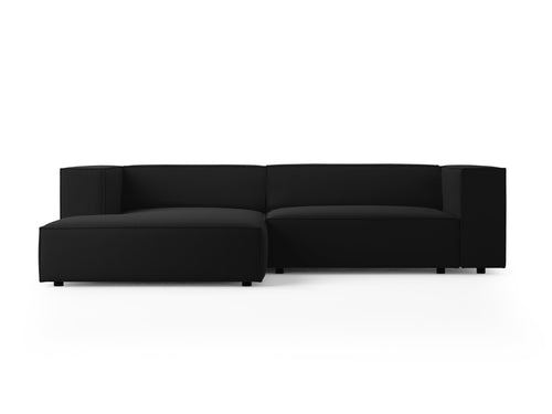 Cosmopolitan Design linker hoekbank Arendal 3-zits, flueel, zwart - 166x224x70cm