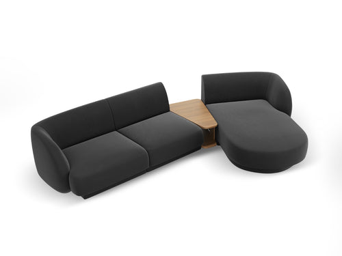 Micadoni Rechte modulaire bank Miley 3-zits, flueel, grijs - 178x303x70cm