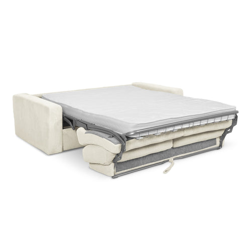 LaMiaSofa 3-zits slaapbank Como - ribfluweel - lichtbeige - 195x100x80