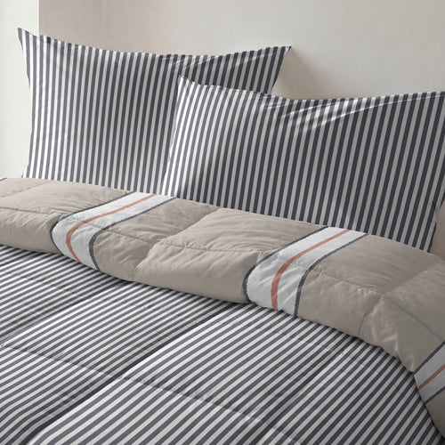 Byrklund - Dekbed zonder overtrek Lined Up - 240x200 cm - Zand / Antraciet