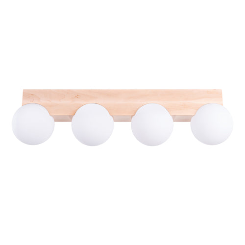 Sollux Lighting Plafondlamp BULBO 4 natuurlijk hout - 63x12x16cm