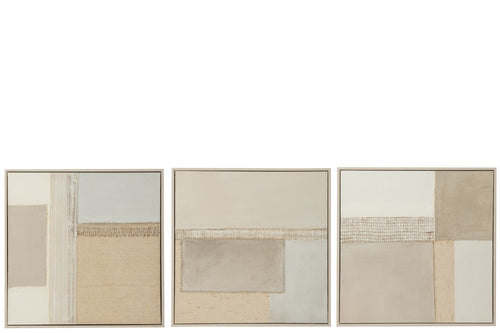 J-Line schilderij Tod - canvas/dennenhout - 3 stuks