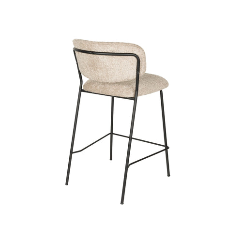 Housecraft Living Jolien Barkruk 65 cm Zwart/Beige Bouclé - set van 2