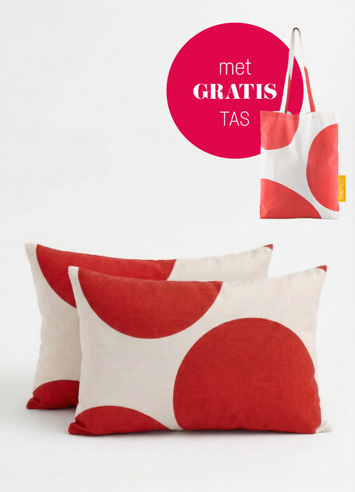 vtwonen - Sierkussens - Stippen - Set van 2 - Rood - 50x70cm