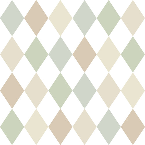 ESTAhome behang ruitjes beige, blauw en groen - 50 x 900 cm - 131760