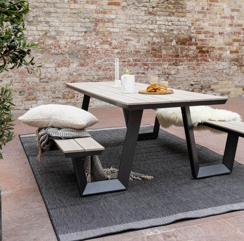Buitenkleed Border - Zwart/grijs/wit - dubbelzijdig - EVA Interior