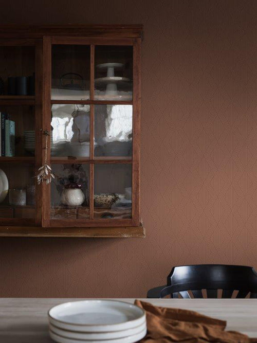 Borastapeter behang geometrische vormen terracotta - 53 cm x 10.05 m - 661001