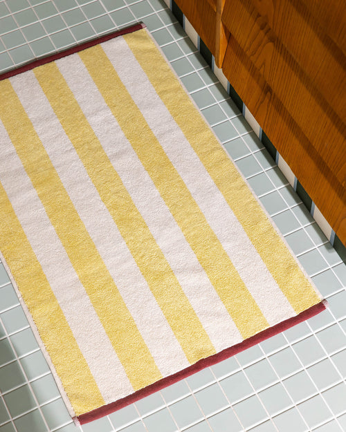 noo.ma Gobo Badmat Cocoa Brown - 80 x 50 cm, gestreept katoen